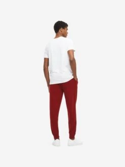 Men's Track Pants Finley Cashmere Deep Red -Derek Rose Shop mens track pants finley 10 cashmere red back