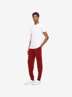 Men's Track Pants Finley Cashmere Deep Red -Derek Rose Shop mens track pants finley 10 cashmere red front
