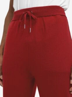 Men's Track Pants Finley Cashmere Deep Red -Derek Rose Shop mens track pants finley 10 cashmere red tie close up