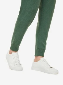 Men's Track Pants Finley Cashmere Green -Derek Rose Shop mens track pants finley cashmere green cuffs close up