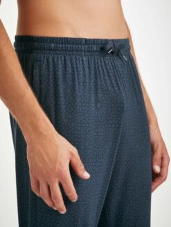 Men's Track Pants London 12 Micro Modal Navy -Derek Rose Shop mens track pants london 12 micro modal navy print