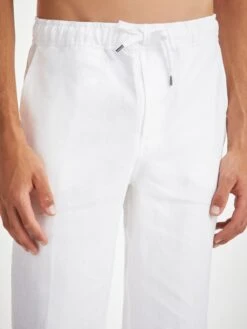 Men's Trousers Sydney Linen White 14 Men's Trousers Sydney Linen White -Derek Rose Shop mens trousers sydney linen white cords