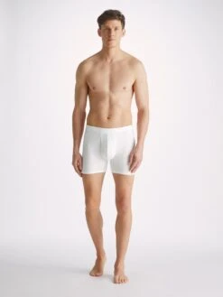 Men's Trunks Alex Micro Modal Stretch White -Derek Rose Shop mens trunks alex micro modal stretch white front