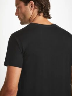 Men's V-Neck T-Shirt Basel Micro Modal Stretch Black -Derek Rose Shop mens v neck t shirt basel micro modal stretch black back shoulder