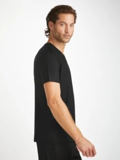 Men's V-Neck T-Shirt Basel Micro Modal Stretch Black -Derek Rose Shop mens v neck t shirt basel micro modal stretch black creative