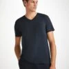Men's V-Neck T-Shirt Basel Micro Modal Stretch Navy -Derek Rose Shop mens v neck t shirt basel micro modal stretch navy creative