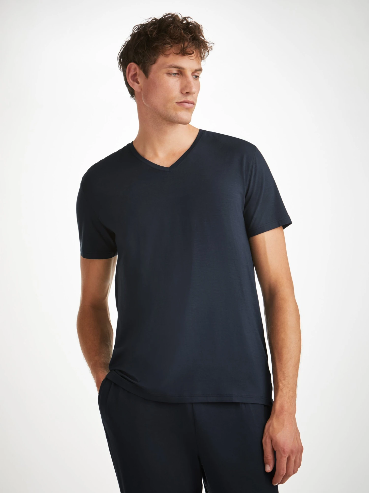 Men's V-Neck T-Shirt Basel Micro Modal Stretch Navy 3 Men's V-Neck T-Shirt Basel Micro Modal Stretch Navy