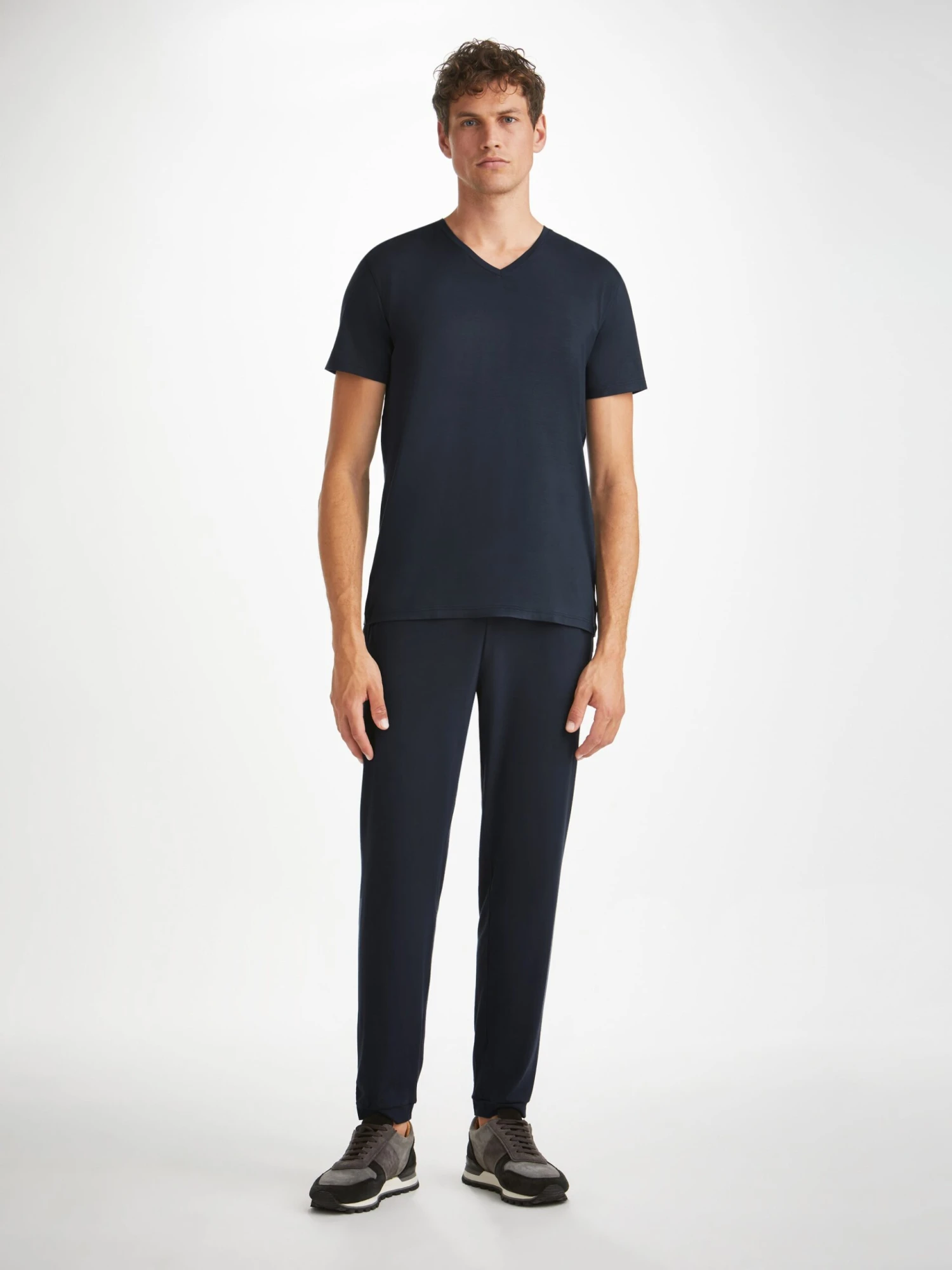 Men's V-Neck T-Shirt Basel Micro Modal Stretch Navy 5 Men's V-Neck T-Shirt Basel Micro Modal Stretch Navy - Image 3