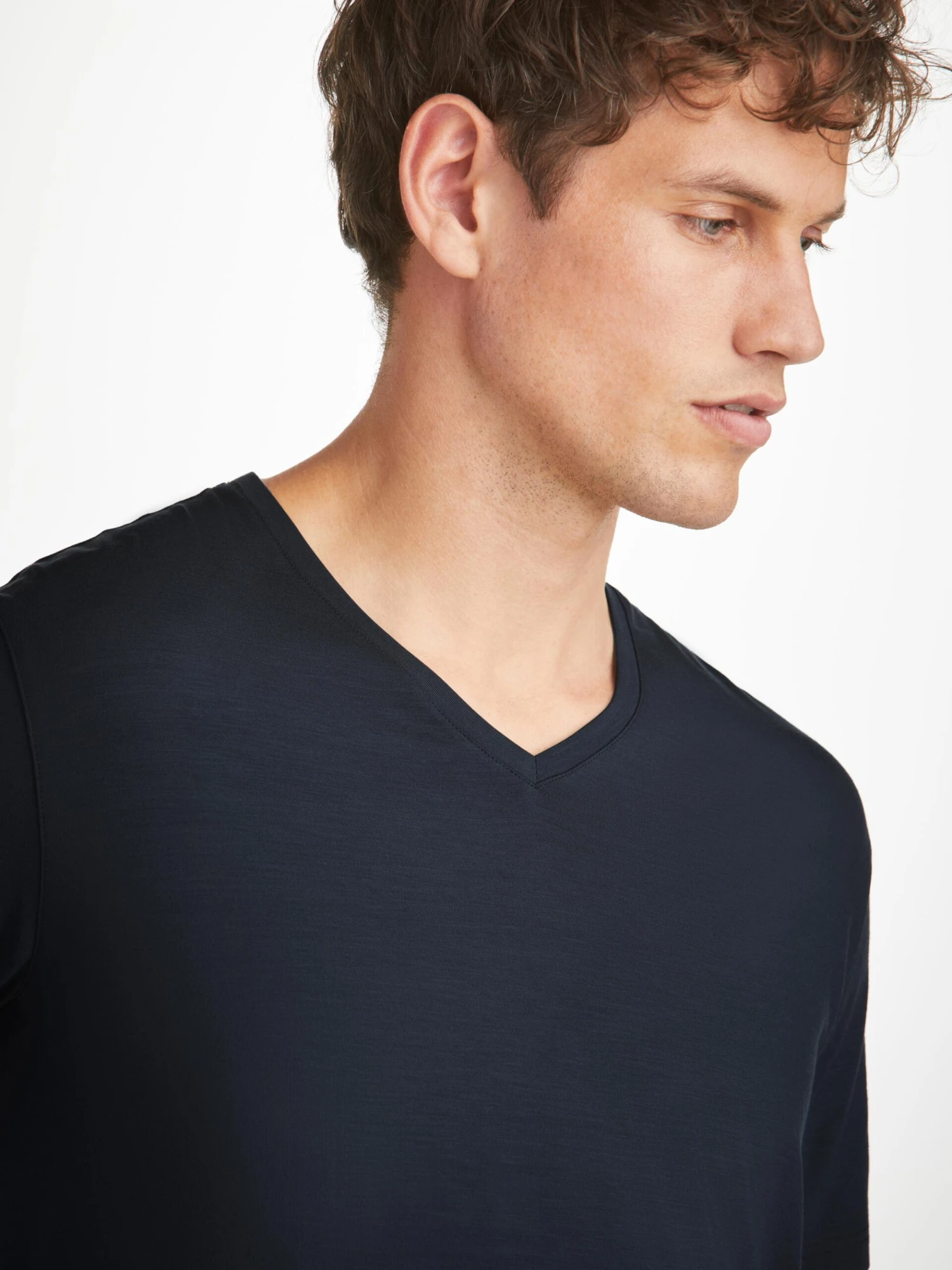Men's V-Neck T-Shirt Basel Micro Modal Stretch Navy 8 Men's V-Neck T-Shirt Basel Micro Modal Stretch Navy - Image 6