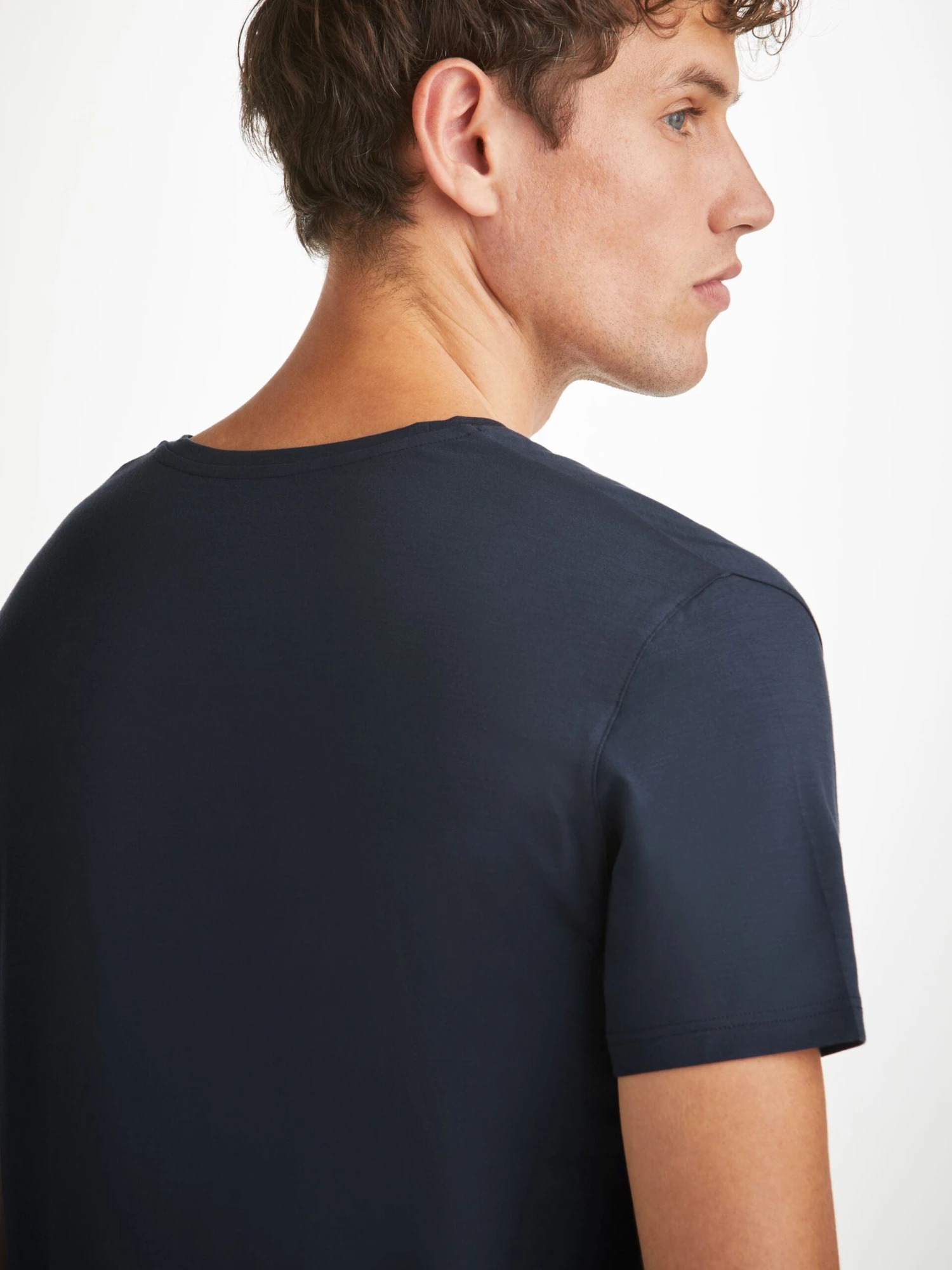 Men's V-Neck T-Shirt Basel Micro Modal Stretch Navy 7 Men's V-Neck T-Shirt Basel Micro Modal Stretch Navy - Image 5
