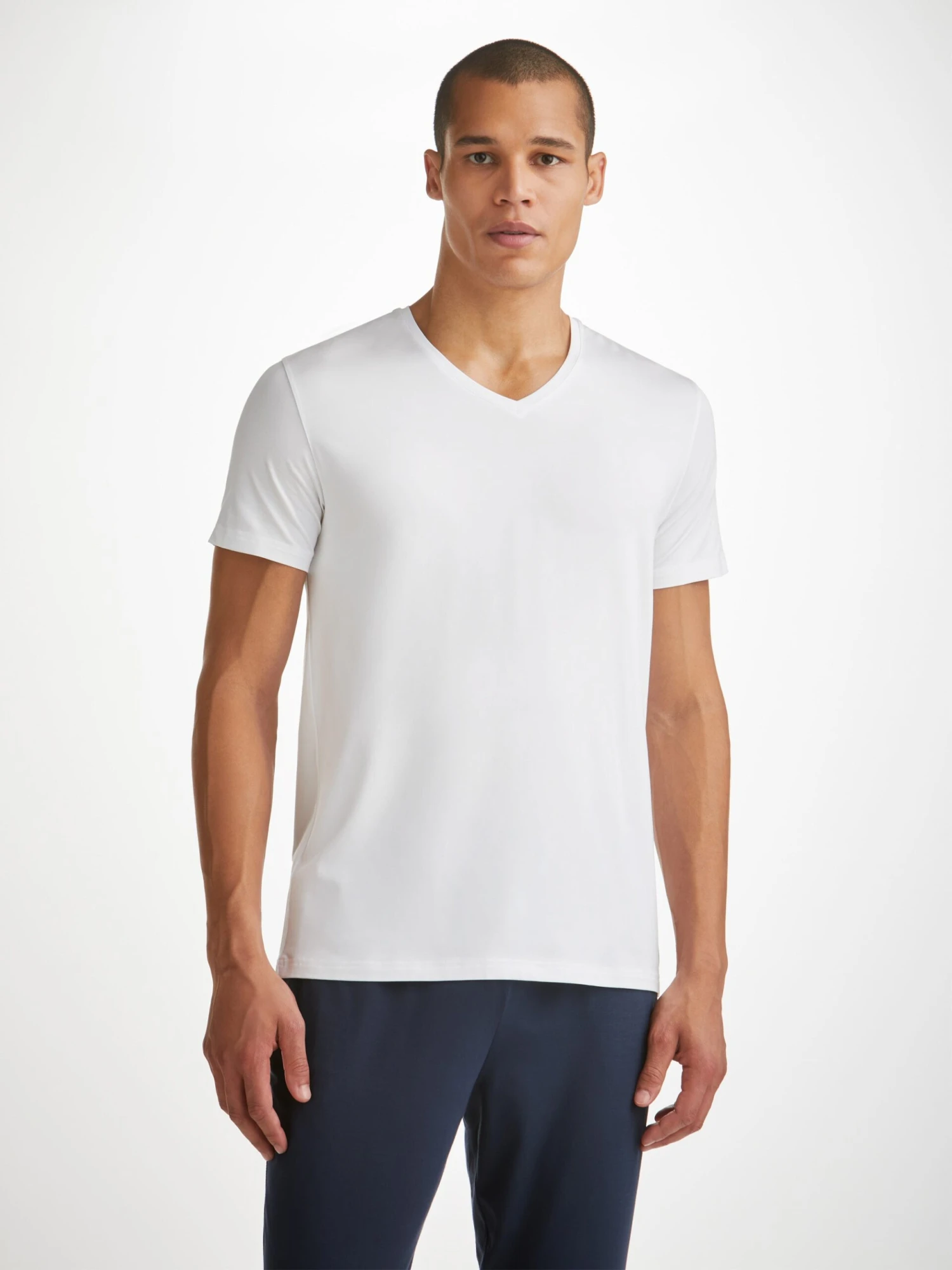 Men's V-Neck T-Shirt Basel Micro Modal Stretch White 3 Men's V-Neck T-Shirt Basel Micro Modal Stretch White
