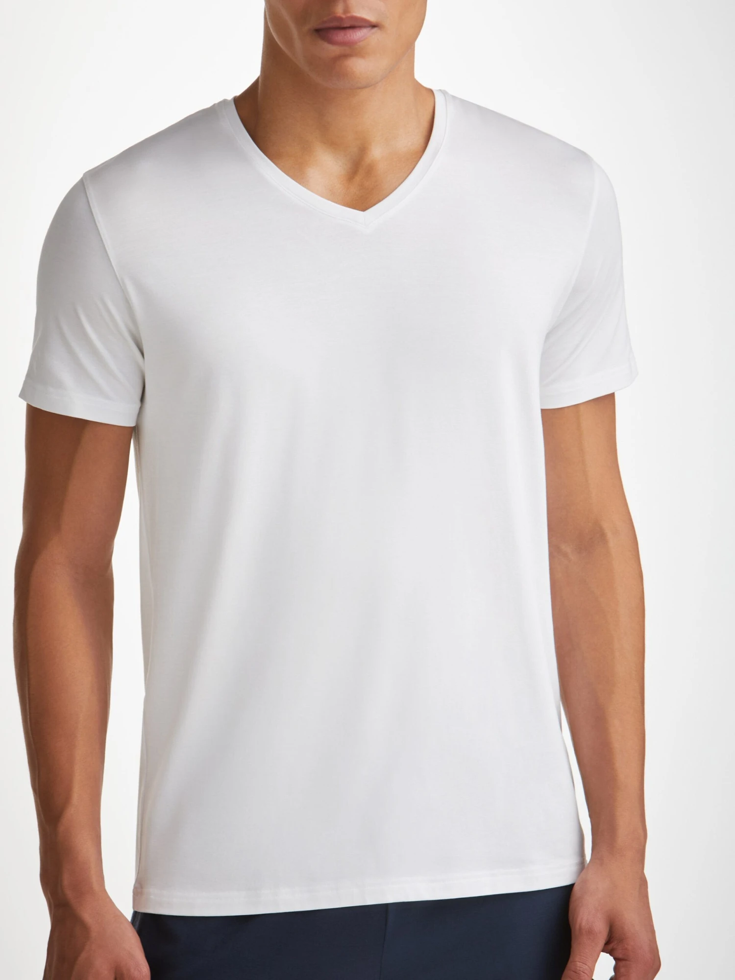 Men's V-Neck T-Shirt Basel Micro Modal Stretch White 9 Men's V-Neck T-Shirt Basel Micro Modal Stretch White - Image 7