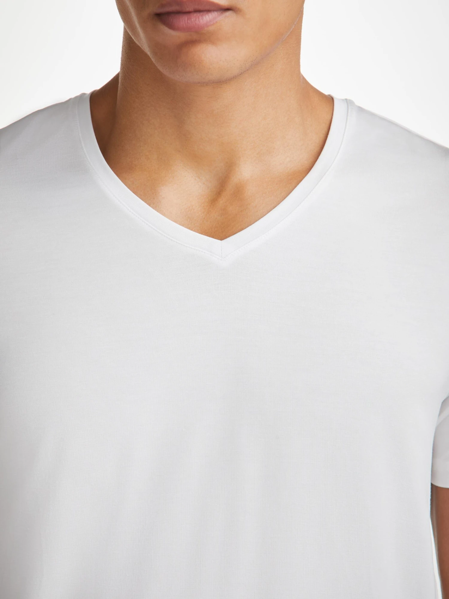 Men's V-Neck T-Shirt Basel Micro Modal Stretch White 7 Men's V-Neck T-Shirt Basel Micro Modal Stretch White - Image 5