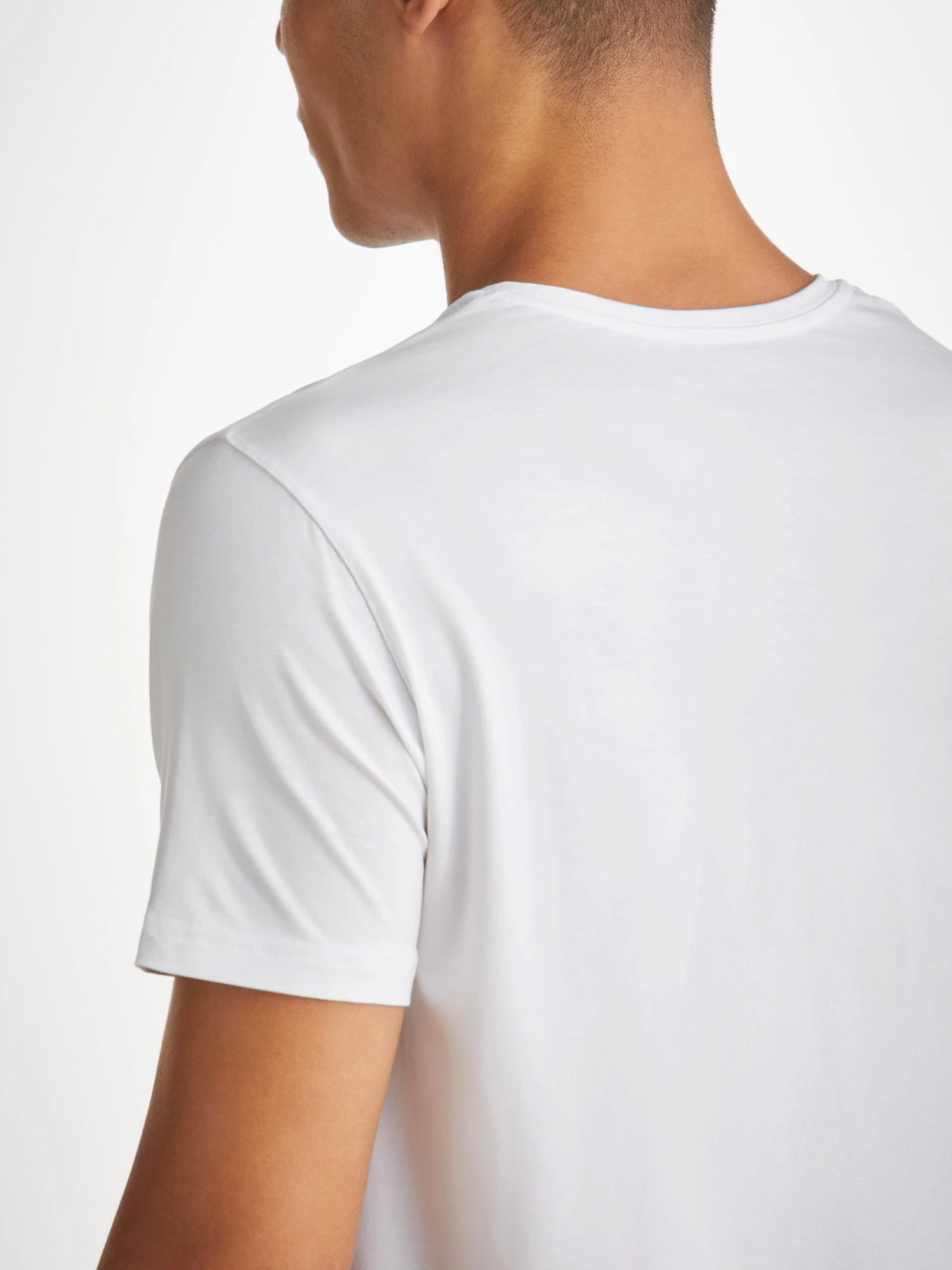 Men's V-Neck T-Shirt Basel Micro Modal Stretch White 8 Men's V-Neck T-Shirt Basel Micro Modal Stretch White - Image 6