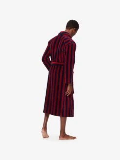 Men's Bathrobe Aston 32 Terry Cotton Red -Derek Rose Shop mens bathrobe aston 32 terry cotton multi back