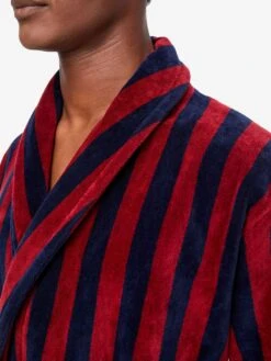 Men's Bathrobe Aston 32 Terry Cotton Red -Derek Rose Shop mens bathrobe aston 32 terry cotton multi collar