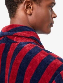 Men's Bathrobe Aston 32 Terry Cotton Red -Derek Rose Shop mens bathrobe aston 32 terry cotton multi shoulder