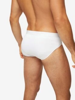 Men's Briefs Jack Pima Cotton Stretch White -Derek Rose Shop mens briefs jack pima cotton stretch white waistband