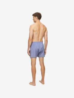 Men's Classic Fit Boxers Felsted 3 Cotton Blue -Derek Rose Shop mens classic fit boxers felsted 3 cotton blue back