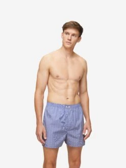 Men's Classic Fit Boxers Felsted 3 Cotton Blue -Derek Rose Shop mens classic fit boxers felsted 3 cotton blue creative