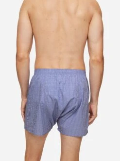 Men's Classic Fit Boxers Felsted 3 Cotton Blue -Derek Rose Shop mens classic fit boxers felsted 3 cotton blue waistband
