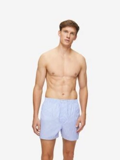 Men's Classic Fit Boxers James Cotton Blue -Derek Rose Shop mens classic fit boxers james cotton blue creative