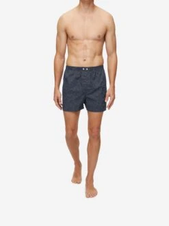 Men's Classic Fit Boxers Plaza 21 Cotton Batiste Navy 14 Men's Classic Fit Boxers Plaza 21 Cotton Batiste Navy -Derek Rose Shop mens classic fit boxers plaza 21 cotton batiste navy hero