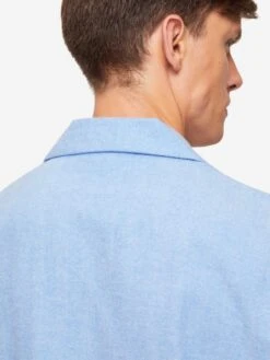 Men's Classic Fit Pyjamas Arran 24 Brushed Cotton Blue -Derek Rose Shop mens classic fit pyjamas arran 24 brushed cotton blue collar