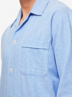 Men's Classic Fit Pyjamas Arran 24 Brushed Cotton Blue -Derek Rose Shop mens classic fit pyjamas arran 24 brushed cotton blue pocket