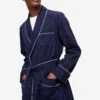 Men's Dressing Gown Royal 40 Cotton Navy -Derek Rose Shop mens dressing gown royal 40 cotton satin navy pocket
