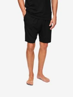 Men's Lounge Shorts Basel Micro Modal Stretch Black -Derek Rose Shop mens lounge shorts basel micro modal stretch black hero