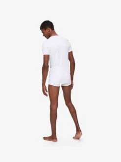 Men's Underwear V-Neck T-Shirt Jack Pima Cotton Stretch White -Derek Rose Shop mens underwear v neck t shirt jack pima cotton stretch white back