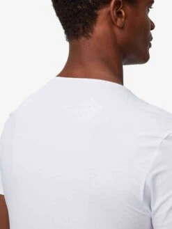 Men's Underwear V-Neck T-Shirt Jack Pima Cotton Stretch White -Derek Rose Shop mens underwear v neck t shirt jack pima cotton stretch white shoulder