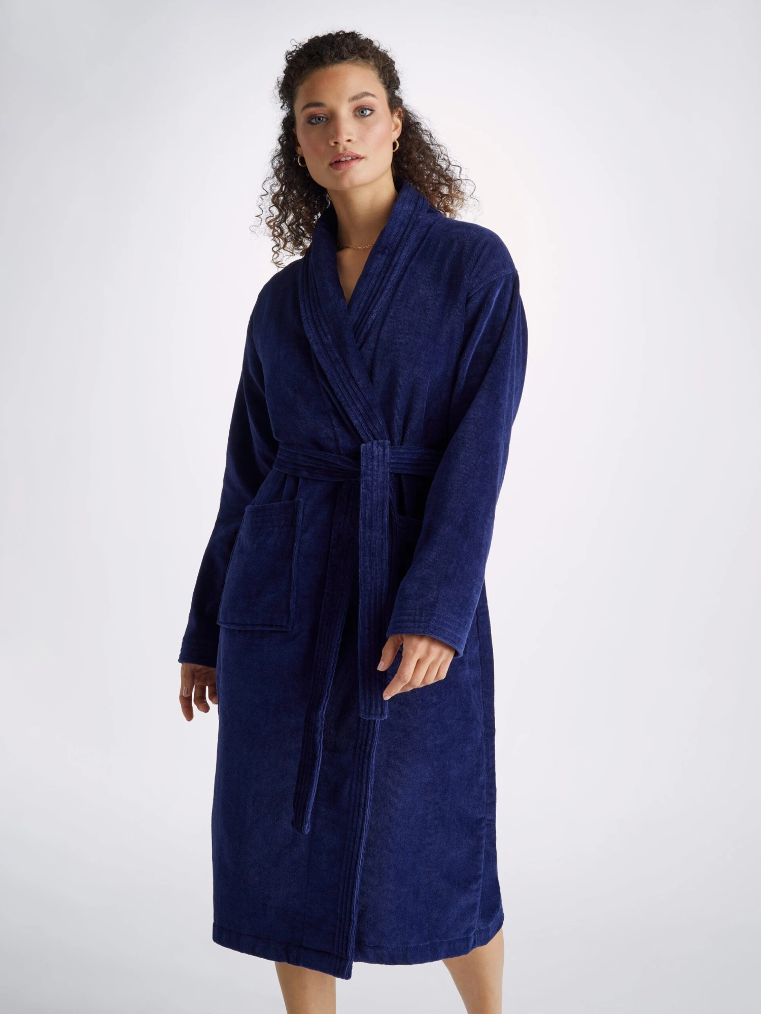 Women's Bathrobe Triton 10 Terry Cotton Navy 9 Women's Bathrobe Triton 10 Terry Cotton Navy - Image 7