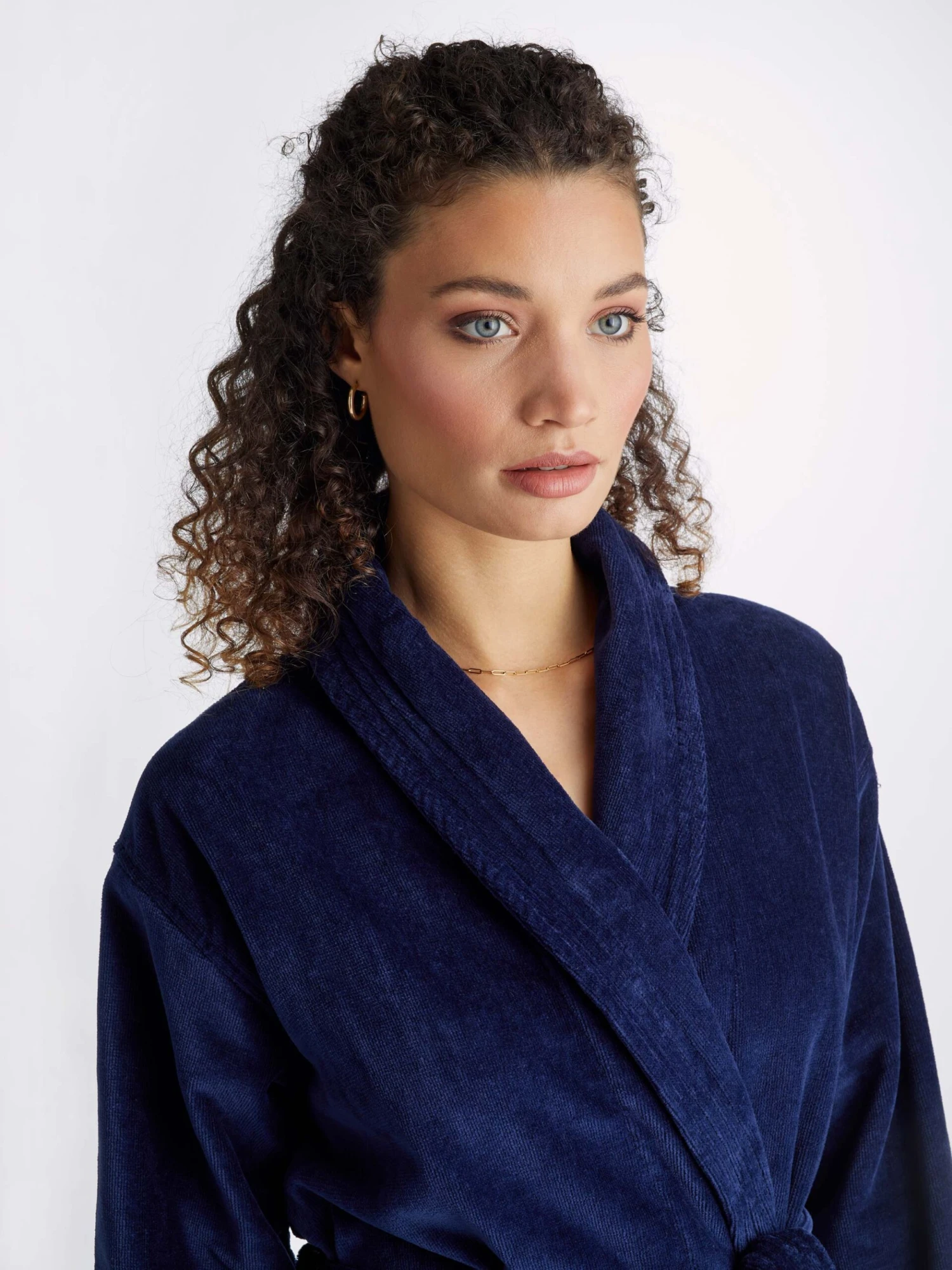 Women's Bathrobe Triton 10 Terry Cotton Navy 7 Women's Bathrobe Triton 10 Terry Cotton Navy - Image 5