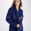 Women's Bathrobe Triton 10 Terry Cotton Navy