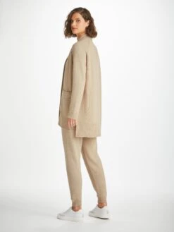 Women's Cardigan Nina Cashmere Fawn -Derek Rose Shop womens cardigan nina cashmere fawn back