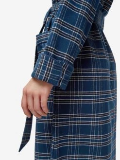 Women's Long Dressing Gown Kelburn 30 Brushed Cotton Navy -Derek Rose Shop womens dressing gown kelburn 30 brushed cotton navy cuff