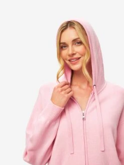 Women's Hoodie Daphne Cashmere Pink -Derek Rose Shop womens hoodie daphne 10 cashmere pink hood up