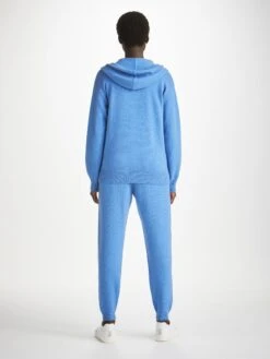 Women's Hoodie Daphne Cashmere Cornflower -Derek Rose Shop womens hoodie daphne cashmere blue back