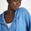 Women's Hoodie Daphne Cashmere Cornflower -Derek Rose Shop womens hoodie daphne cashmere blue zip