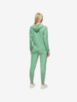 Women's Pullover Hoodie Basel Micro Modal Stretch Sage Green -Derek Rose Shop womens jersey pullover hoodie basel 14 micro modal stretch green back