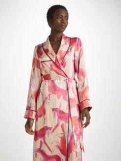 Women's Long Dressing Gown Brindisi 96 Silk Satin Cream