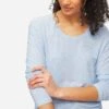 Women's Long Sleeve T-Shirt Ethan Micro Modal Stretch Blue Heather -Derek Rose Shop womens long sleeve t shirt ethan micro modal blue front close up