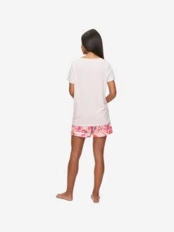 Women's Lounge Shorts Ledbury 61 Cotton Batiste Pink -Derek Rose Shop womens lounge shorts ledbury 61 cotton batiste pink back