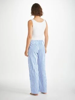 Women's Lounge Trouser Capri 23 Cotton Batiste Blue 10 Women's Lounge Trouser Capri 23 Cotton Batiste Blue -Derek Rose Shop womens lounge trouser capri 23 cotton batiste blue back