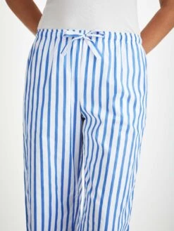 Women's Lounge Trouser Capri 23 Cotton Batiste Blue 11 Women's Lounge Trouser Capri 23 Cotton Batiste Blue -Derek Rose Shop womens lounge trouser capri 23 cotton batiste blue cords