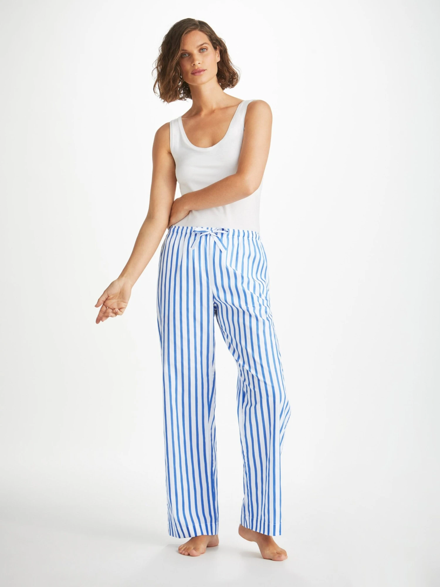 Women's Lounge Trouser Capri 23 Cotton Batiste Blue 3 Women's Lounge Trouser Capri 23 Cotton Batiste Blue