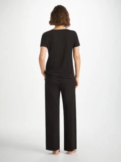Women's Lounge Trousers Basel Micro Modal Stretch Black -Derek Rose Shop womens lounge trousers basel micro modal stretch black back fb171cb1 1b4a 4641 a0ea f35a56e0ef54