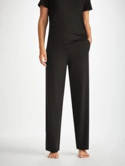 Women's Lounge Trousers Basel Micro Modal Stretch Black -Derek Rose Shop womens lounge trousers basel micro modal stretch black creative